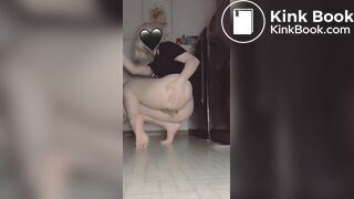 Woman takes a shit on the floor