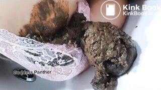 Big shit in thin pink panty