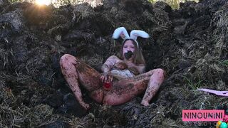 Dirty girl in manure
