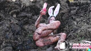 Dirty girl in manure