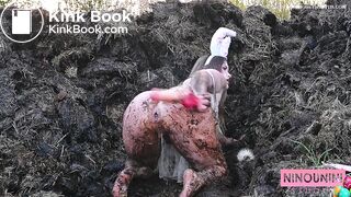 Dirty girl in manure