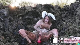 Dirty girl in manure