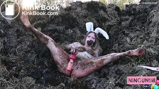 Dirty girl in manure