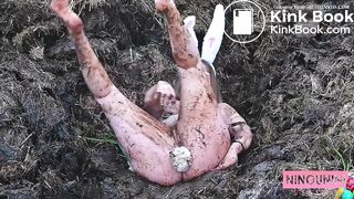 Dirty girl in manure