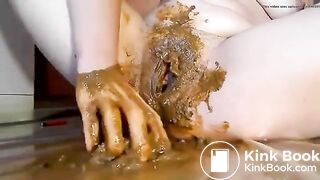 Shit on her pussy - very dirty