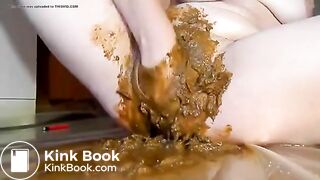 Shit on her pussy - very dirty