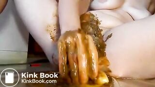 Shit on her pussy - very dirty