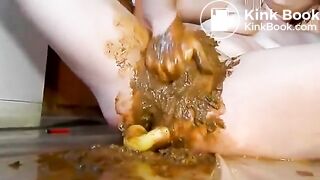 Shit on her pussy - very dirty