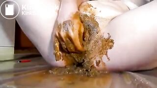 Shit on her pussy - very dirty