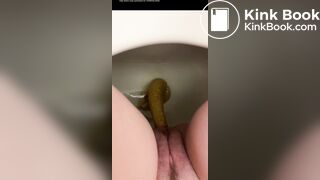 Girl take a long shit on a public bathroom