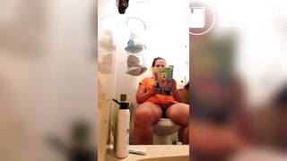 Pooping With Her Feet Up