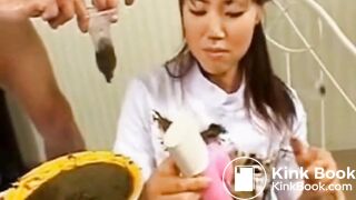 Asian girls masturbate and poop