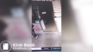 Girl shit in front of a Store