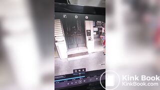 Girl shit in front of a Store