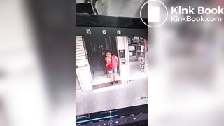 Girl shit in front of a Store