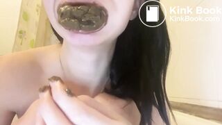 Girl shits and chews on it