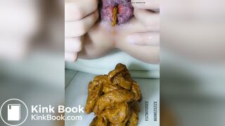 Chinese girl spread asshole scat