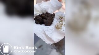 two girls pooping outdoors