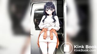 anime girl panty poop at train station