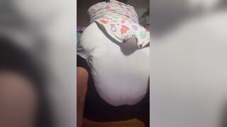 Black girl pushes out a nice mess in diaper