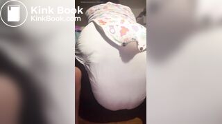 Black girl pushes out a nice mess in diaper