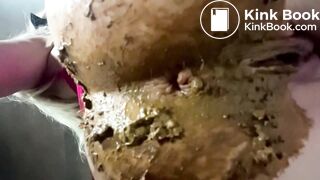 Big shit in thin pink lingerie