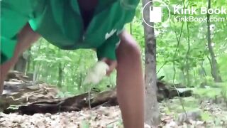 DROPPING HER LOG IN THE WOODS