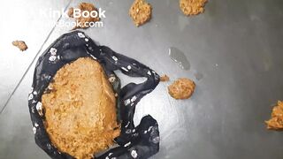 Huge poop in transparent black panties