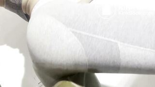 Huge load in white tights