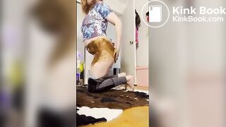 Hot woman mears herself with excrements