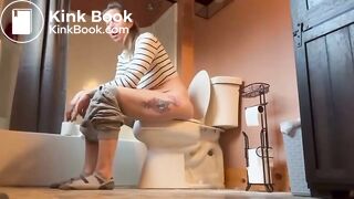 Bbw milf blows up toilet