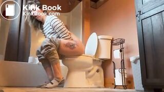 Bbw milf blows up toilet