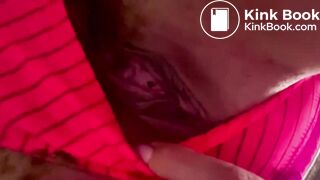 Big poop in bright red panties