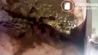 Big poop in bright red panties