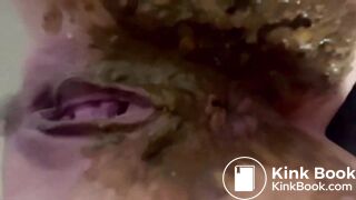 Big poop in bright red panties