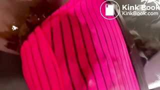 Big poop in bright red panties