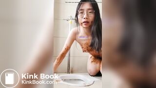 Asian Scat Play In Public Bathroom