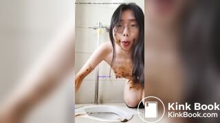 Asian Scat Play In Public Bathroom