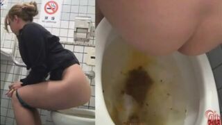 Girl diarrhea in public toilet two times