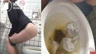 Girl diarrhea in public toilet two times