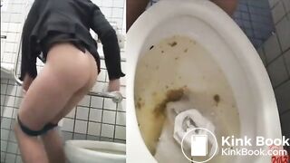 Girl diarrhea in public toilet two times