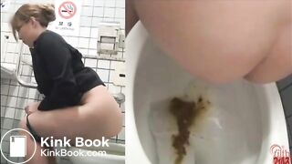 Girl diarrhea in public toilet two times