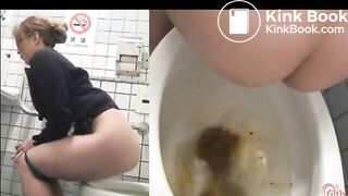 Girl diarrhea in public toilet two times