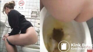 Girl diarrhea in public toilet two times