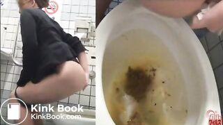 Girl diarrhea in public toilet two times