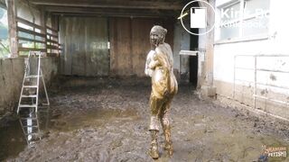 Shiny In Cow Dung - orgasm in shit and latex