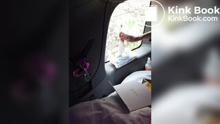 French girl pooping in her car live