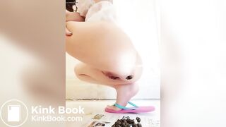 Chinese beauty painful big shit