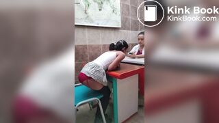 Pooped her panties infront of another woman