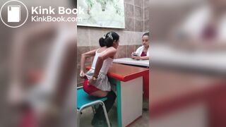 Pooped her panties infront of another woman